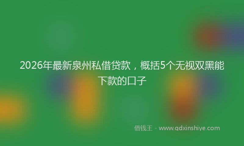 2026年最新泉州私借贷款，概括5个无视双黑能下款的口子