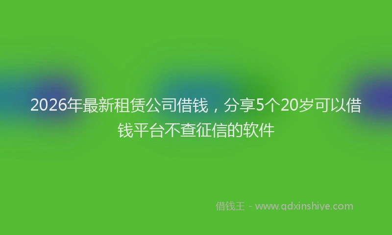 2026年最新租赁公司借钱，分享5个20岁可以借钱平台不查征信的软件