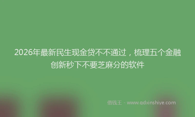 2026年最新民生现金贷不不通过，梳理五个金融创新秒下不要芝麻分的软件