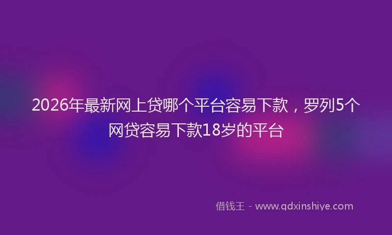 2026年最新网上贷哪个平台容易下款，罗列5个网贷容易下款18岁的平台