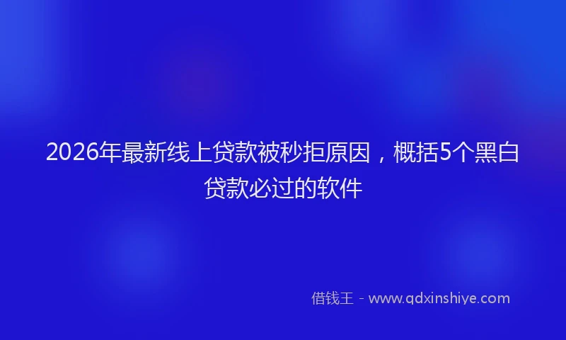 2026年最新线上贷款被秒拒原因，概括5个黑白贷款必过的软件