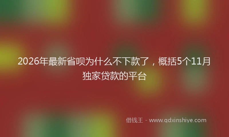 2026年最新省呗为什么不下款了，概括5个11月独家贷款的平台
