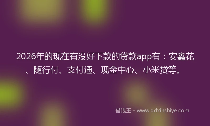 2026年的现在有没好下款的贷款app有：安鑫花、随行付、支付通、现金中心、小米贷等。