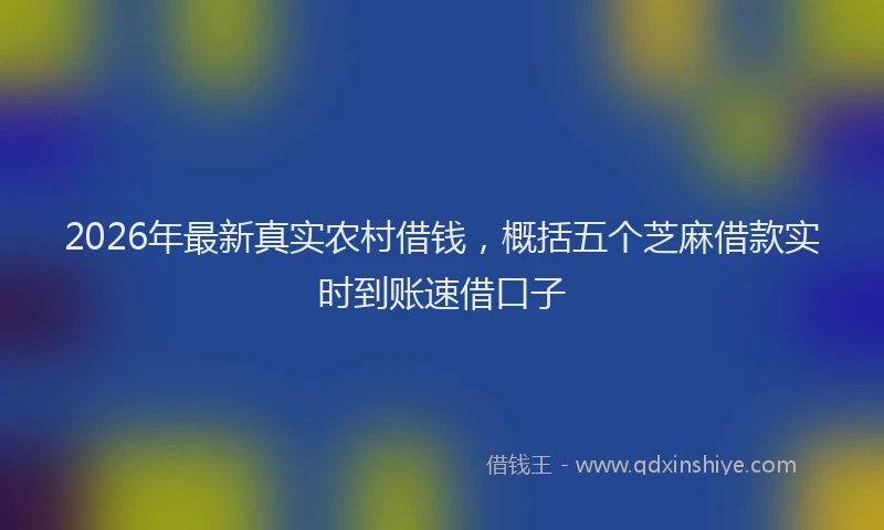 2026年最新真实农村借钱，概括五个芝麻借款实时到账速借口子