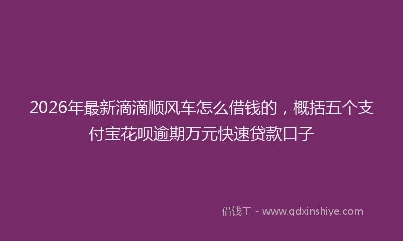 2026年最新滴滴顺风车怎么借钱的，概括五个支付宝花呗逾期万元快速贷款口子