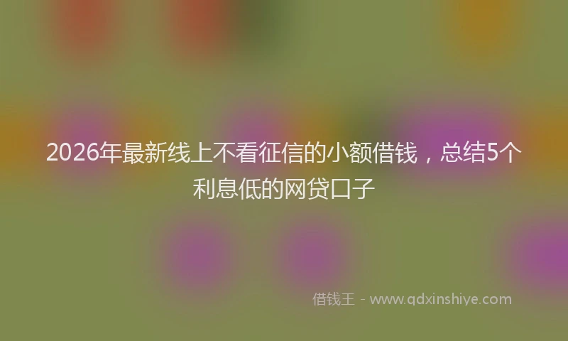 2026年最新线上不看征信的小额借钱，总结5个利息低的网贷口子
