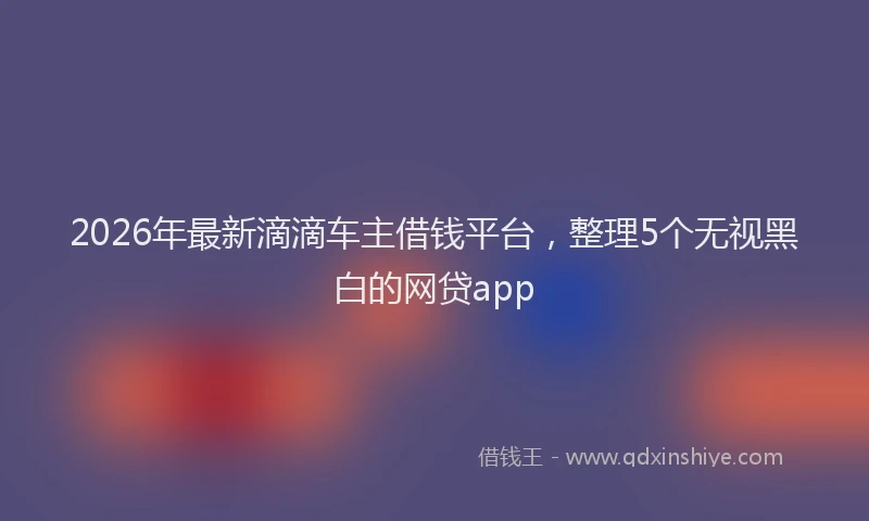 2026年最新滴滴车主借钱平台，整理5个无视黑白的网贷app