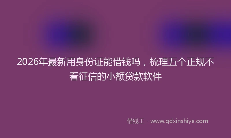 2026年最新用身份证能借钱吗，梳理五个正规不看征信的小额贷款软件