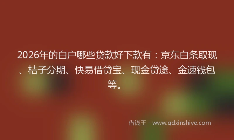 2026年的白户哪些贷款好下款有：京东白条取现、桔子分期、快易借贷宝、现金贷途、金速钱包等。