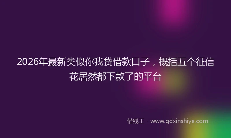 2026年最新类似你我贷借款口子，概括五个征信花居然都下款了的平台