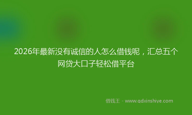 2026年最新没有诚信的人怎么借钱呢，汇总五个网贷大口子轻松借平台