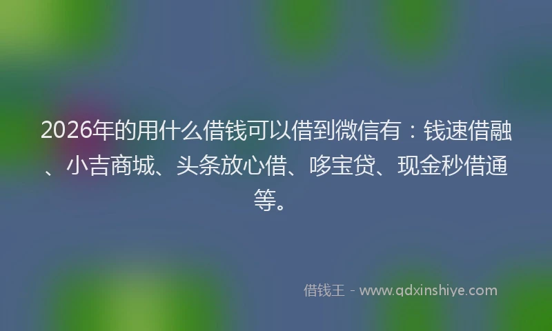 2026年的用什么借钱可以借到微信有：钱速借融、小吉商城、头条放心借、哆宝贷、现金秒借通等。
