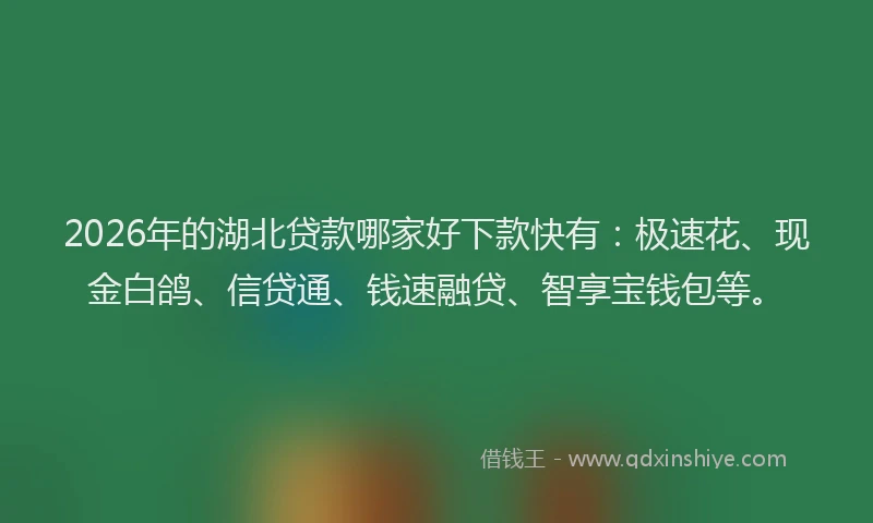 2026年的湖北贷款哪家好下款快有：极速花、现金白鸽、信贷通、钱速融贷、智享宝钱包等。