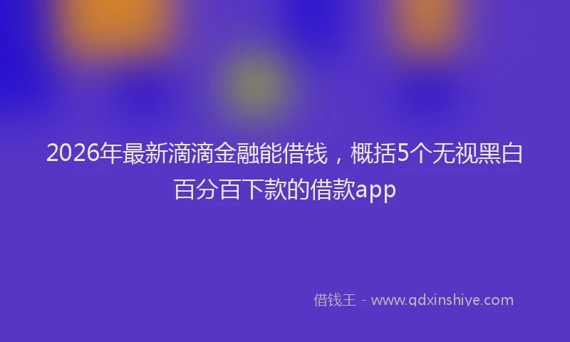 2026年最新滴滴金融能借钱，概括5个无视黑白百分百下款的借款app