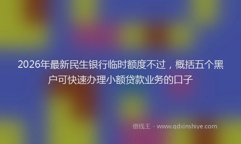 2026年最新民生银行临时额度不过，概括五个黑户可快速办理小额贷款业务的口子