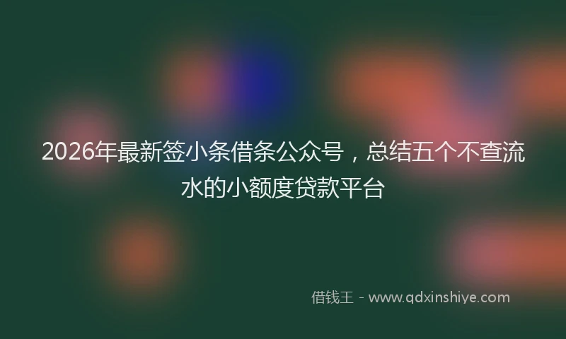 2026年最新签小条借条公众号，总结五个不查流水的小额度贷款平台