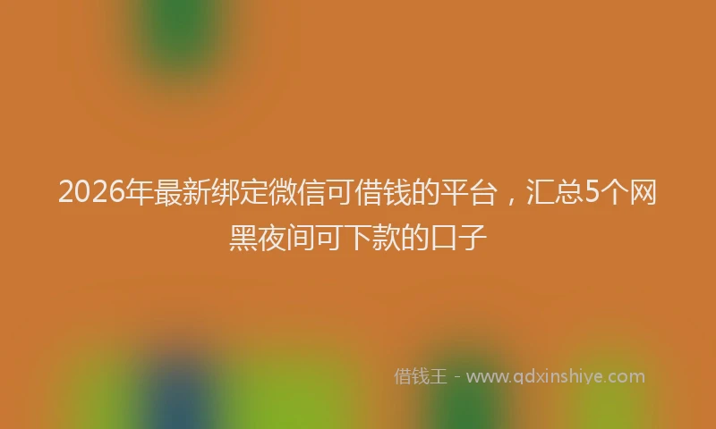 2026年最新绑定微信可借钱的平台，汇总5个网黑夜间可下款的口子