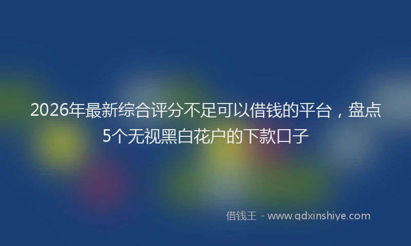 2026年最新综合评分不足可以借钱的平台，盘点5个无视黑白花户的下款口子