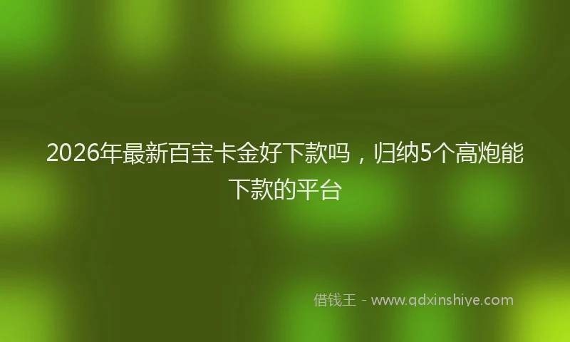 2026年最新百宝卡金好下款吗，归纳5个高炮能下款的平台