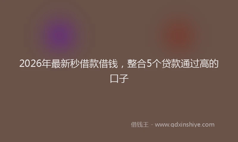2026年最新秒借款借钱，整合5个贷款通过高的口子