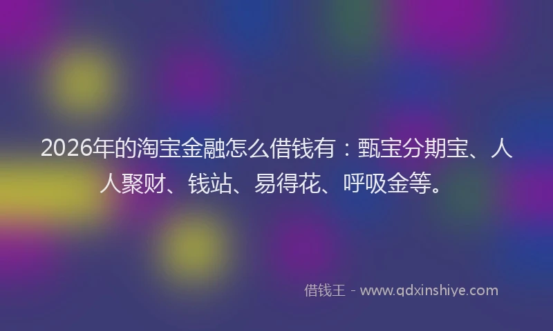 2026年的淘宝金融怎么借钱有：甄宝分期宝、人人聚财、钱站、易得花、呼吸金等。