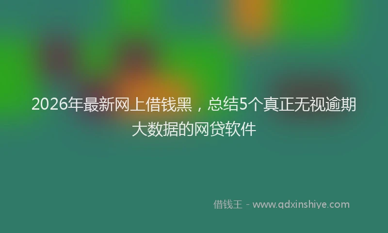 2026年最新网上借钱黑，总结5个真正无视逾期大数据的网贷软件