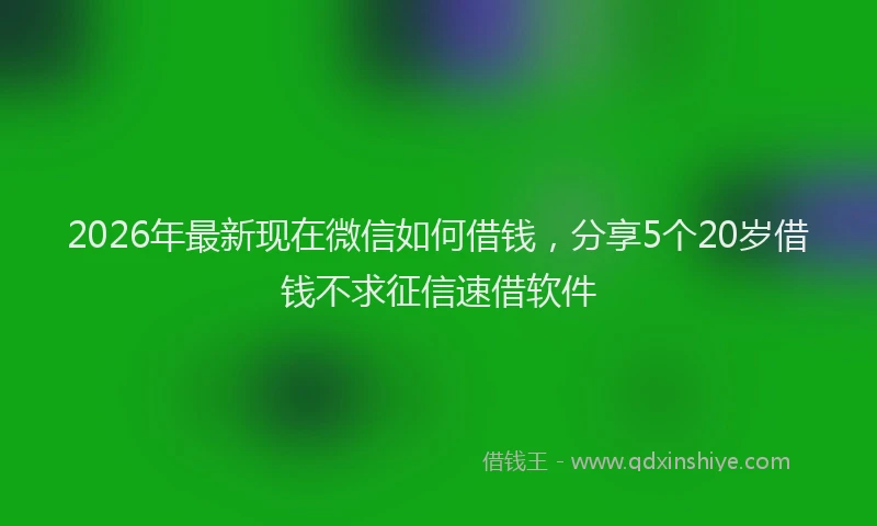 2026年最新现在微信如何借钱，分享5个20岁借钱不求征信速借软件
