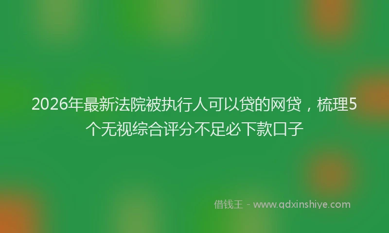 2026年最新法院被执行人可以贷的网贷，梳理5个无视综合评分不足必下款口子