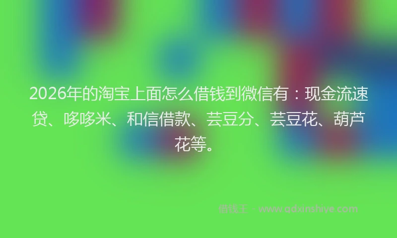 2026年的淘宝上面怎么借钱到微信有：现金流速贷、哆哆米、和信借款、芸豆分、芸豆花、葫芦花等。