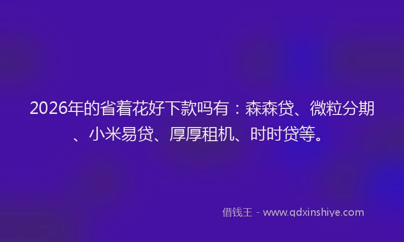 2026年的省着花好下款吗有：森森贷、微粒分期、小米易贷、厚厚租机、时时贷等。