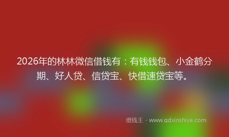 2026年的林林微信借钱有：有钱钱包、小金鹤分期、好人贷、信贷宝、快借速贷宝等。