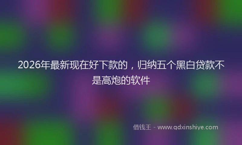 2026年最新现在好下款的，归纳五个黑白贷款不是高炮的软件