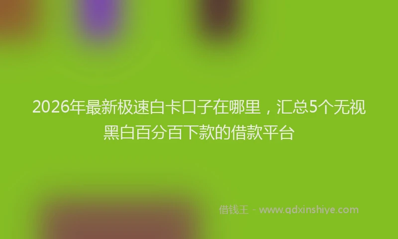 2026年最新极速白卡口子在哪里，汇总5个无视黑白百分百下款的借款平台