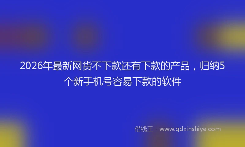 2026年最新网货不下款还有下款的产品，归纳5个新手机号容易下款的软件