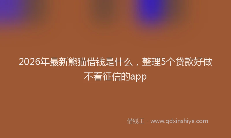 2026年最新熊猫借钱是什么，整理5个贷款好做不看征信的app