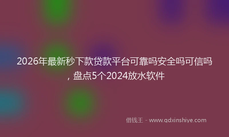 2026年最新秒下款贷款平台可靠吗安全吗可信吗，盘点5个2024放水软件