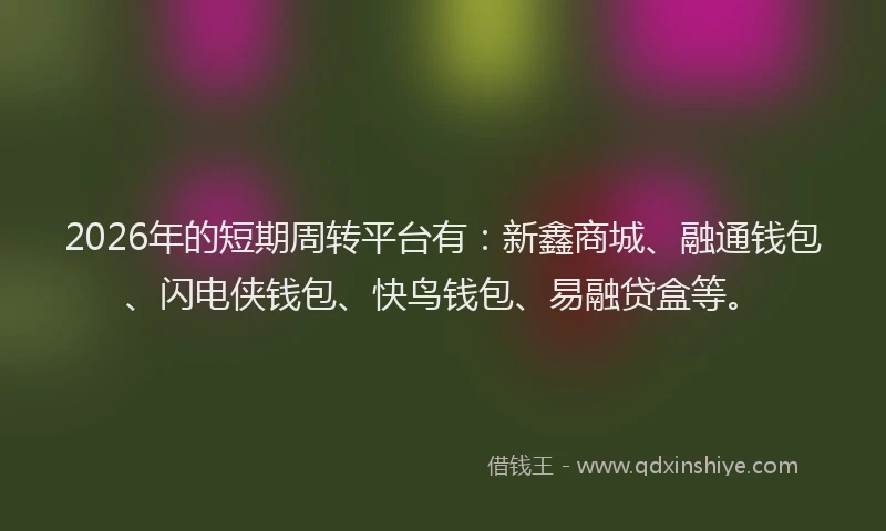 2026年的短期周转平台有：新鑫商城、融通钱包、闪电侠钱包、快鸟钱包、易融贷盒等。
