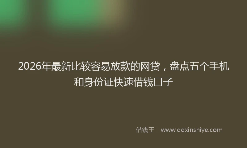 2026年最新比较容易放款的网贷，盘点五个手机和身份证快速借钱口子