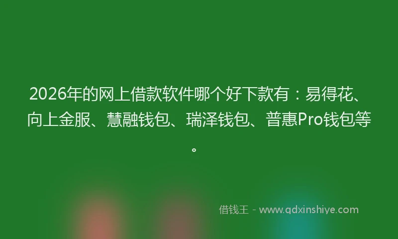 2026年的网上借款软件哪个好下款有：易得花、向上金服、慧融钱包、瑞泽钱包、普惠Pro钱包等。