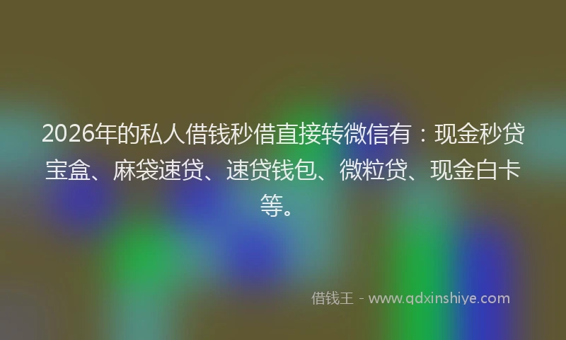 2026年的私人借钱秒借直接转微信有：现金秒贷宝盒、麻袋速贷、速贷钱包、微粒贷、现金白卡等。