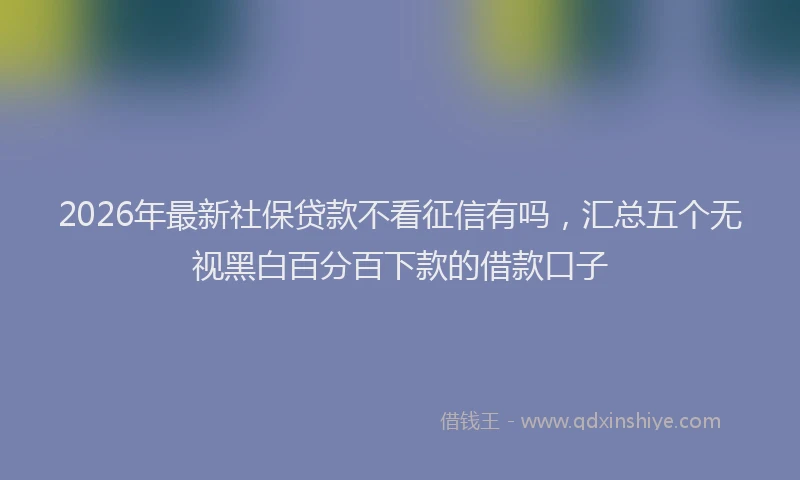 2026年最新社保贷款不看征信有吗，汇总五个无视黑白百分百下款的借款口子