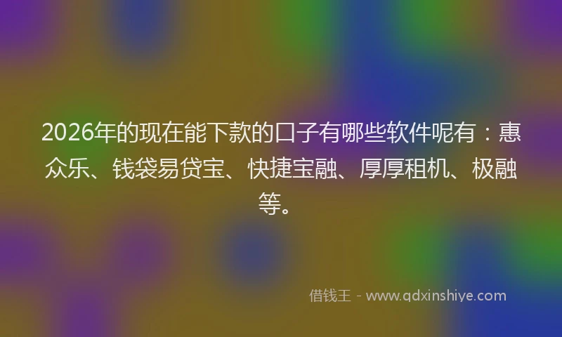 2026年的现在能下款的口子有哪些软件呢有：惠众乐、钱袋易贷宝、快捷宝融、厚厚租机、极融等。