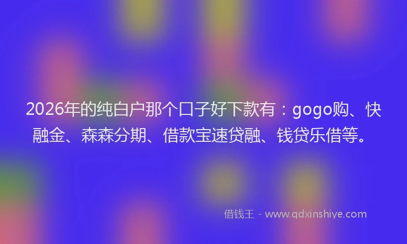 2026年的纯白户那个口子好下款有：gogo购、快融金、森森分期、借款宝速贷融、钱贷乐借等。