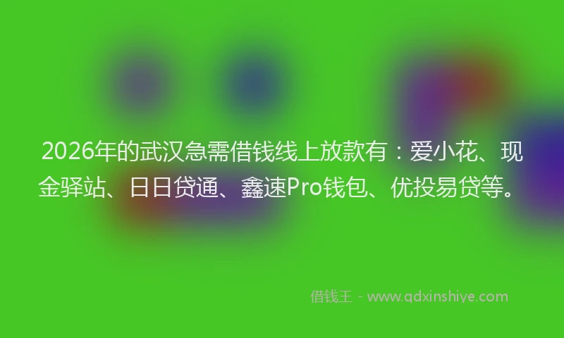 2026年的武汉急需借钱线上放款有：爱小花、现金驿站、日日贷通、鑫速Pro钱包、优投易贷等。