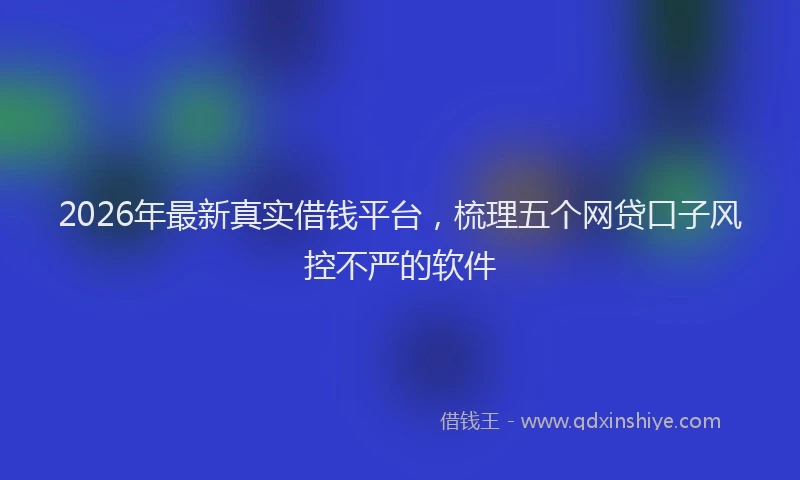 2026年最新真实借钱平台，梳理五个网贷口子风控不严的软件
