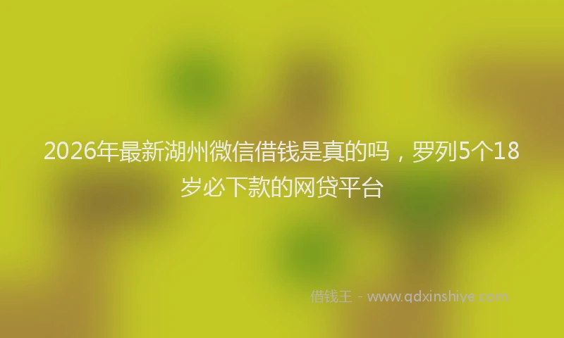2026年最新湖州微信借钱是真的吗，罗列5个18岁必下款的网贷平台