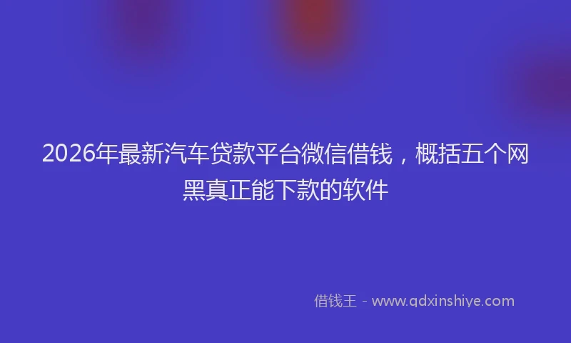 2026年最新汽车贷款平台微信借钱，概括五个网黑真正能下款的软件