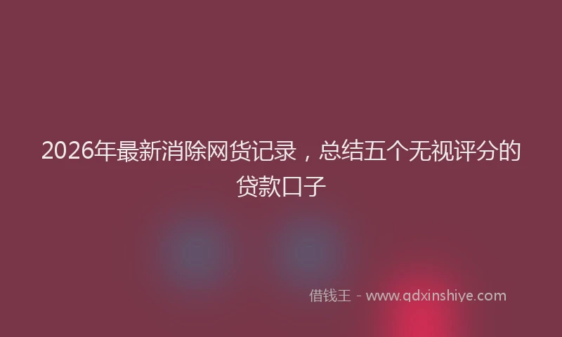 2026年最新消除网货记录，总结五个无视评分的贷款口子