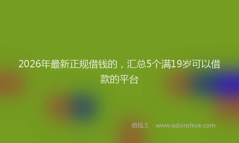 2026年最新正规借钱的，汇总5个满19岁可以借款的平台