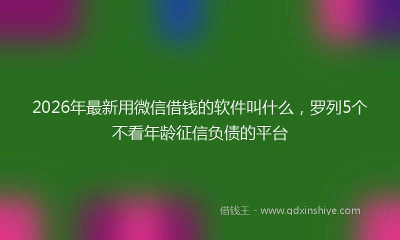2026年最新用微信借钱的软件叫什么，罗列5个不看年龄征信负债的平台